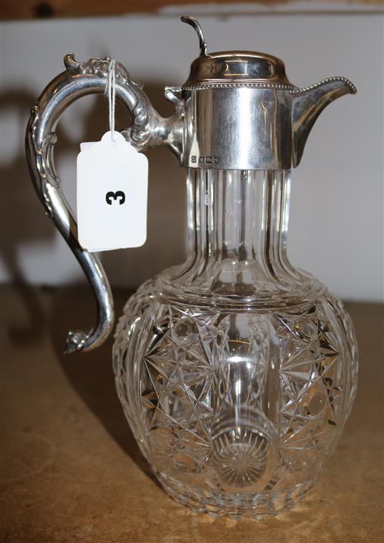 Silver mounted claret jug